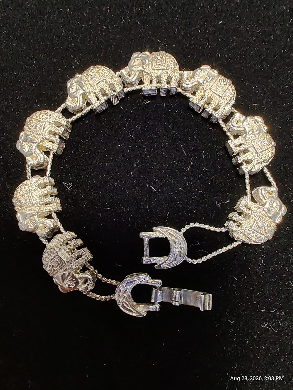 Silver Elephant Sliding Charm Bracelet Boho Animal Casual